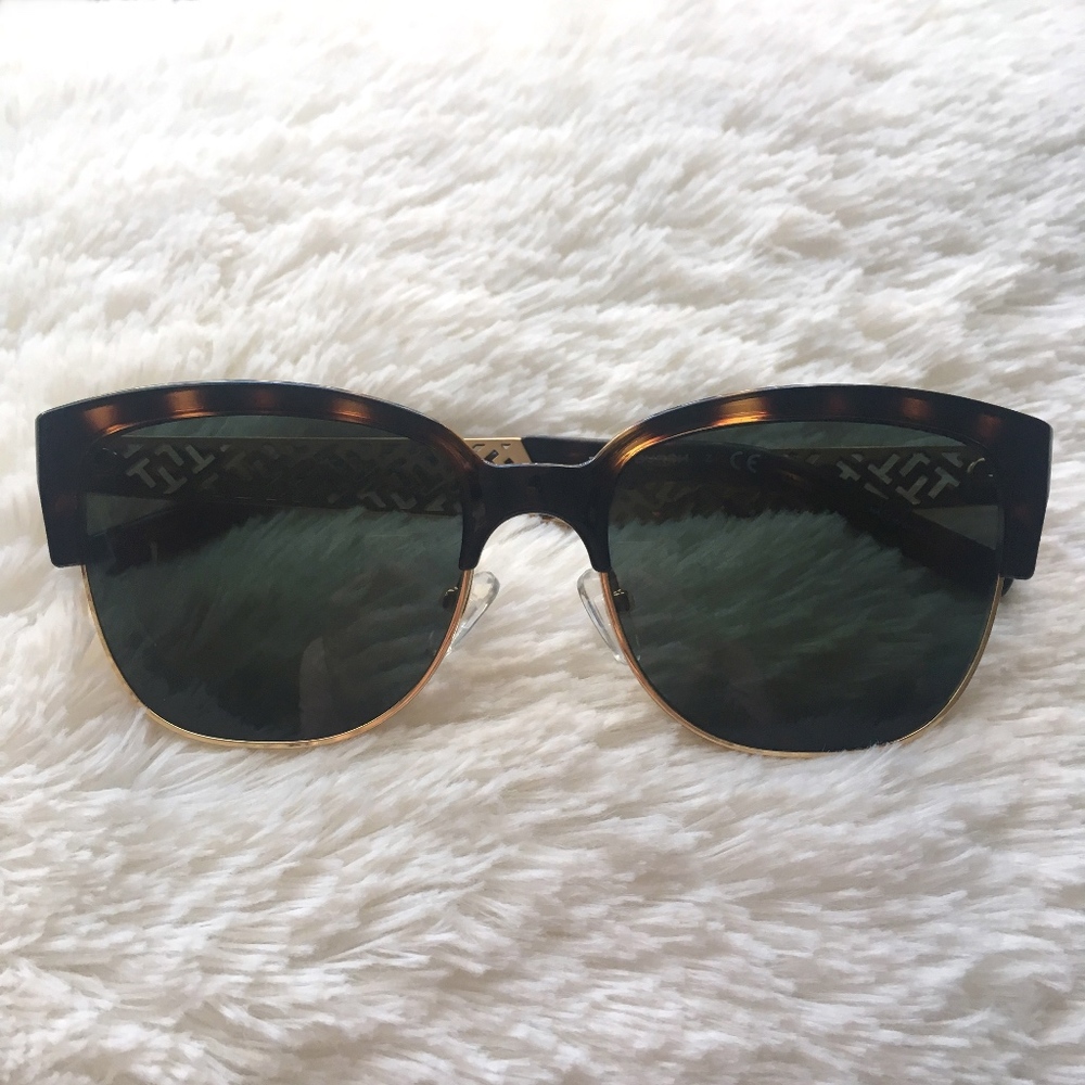 TORY BURCH: Brown and Gold Sunglasses In Box